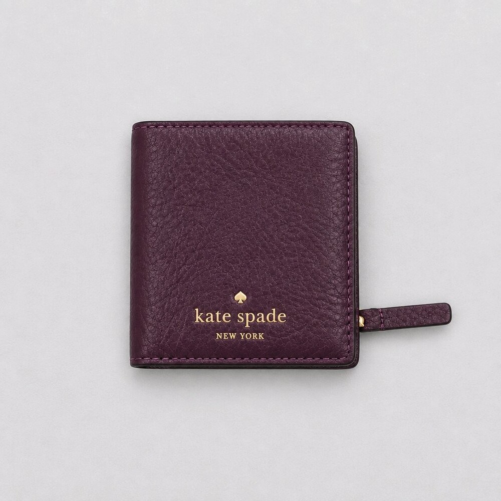 kate spade leather wallet purple pebbled leather compact design